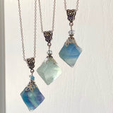 Fluorite Octahedron Crystal Necklace