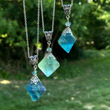 Fluorite Octahedron Crystal Necklace