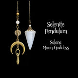 Selenite Pendulum Moon Goddess