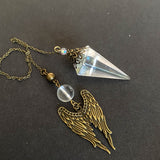 Angel Aura Quartz Pendulum with Angel Wings