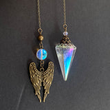 Angel Aura Quartz Pendulum with Angel Wings