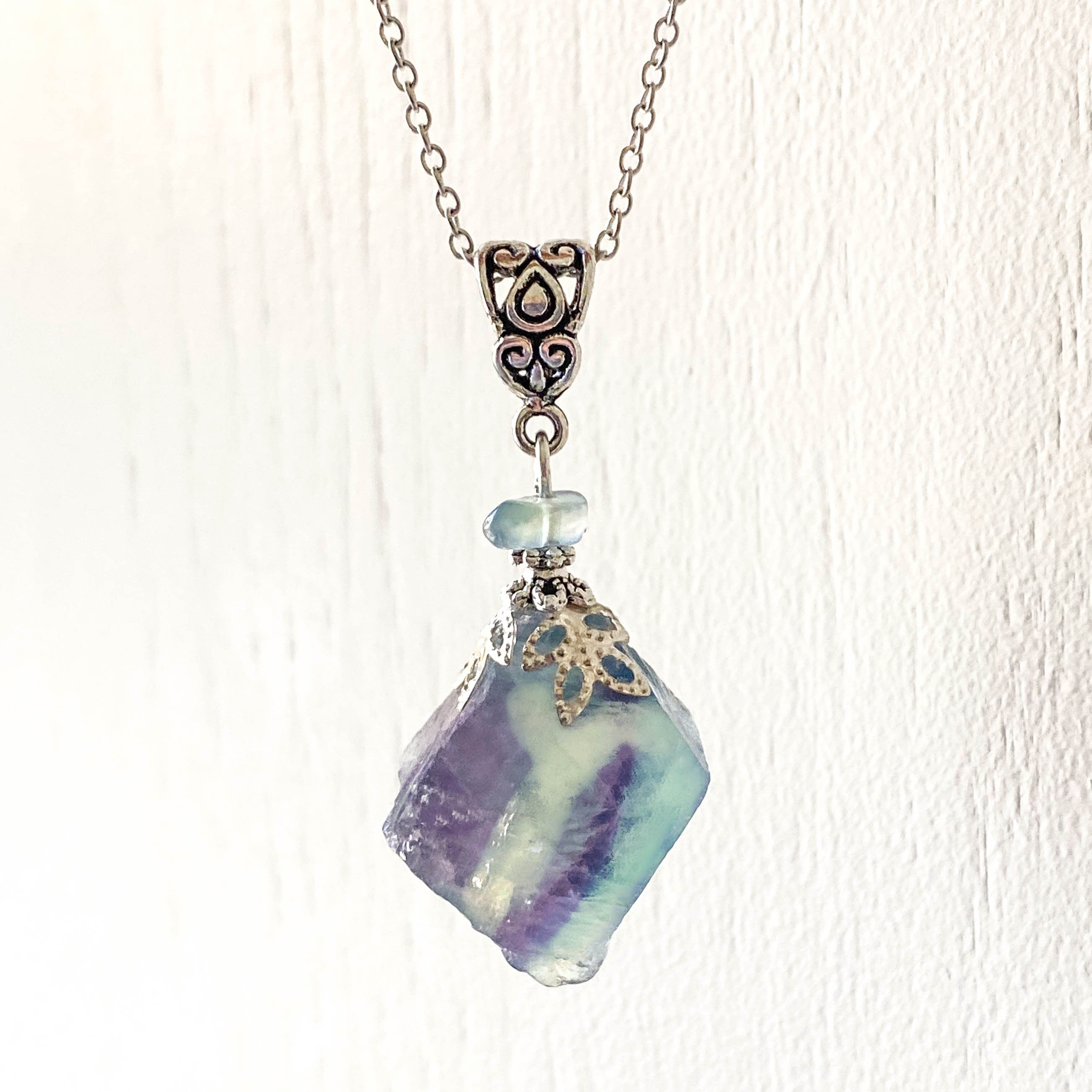Rainbow Fluorite Cylinder Necklace — That Mishi Magick