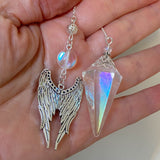 Angel Aura Quartz Pendulum with Angel Wings