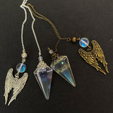 Angel Aura Quartz Pendulum with Angel Wings