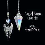 Angel Aura Quartz Pendulum with Angel Wings