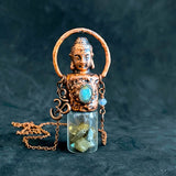 Labradorite Copper Electroformed Buddha Head Rollerball Pendant