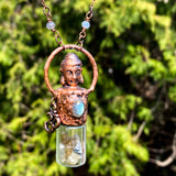 Labradorite Copper Electroformed Buddha Head Rollerball Pendant