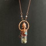 Labradorite Copper Electroformed Buddha Head Rollerball Pendant