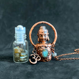 Labradorite Copper Electroformed Buddha Head Rollerball Pendant