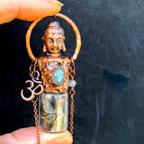 Labradorite Copper Electroformed Buddha Head Rollerball Pendant