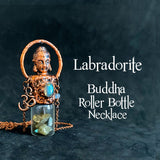 Labradorite Copper Electroformed Buddha Head Rollerball Pendant