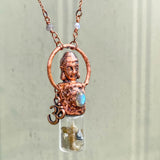 Labradorite Copper Electroformed Buddha Head Rollerball Pendant