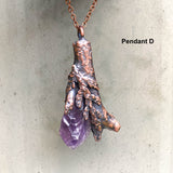 Amethyst and Branch Copper Electroformed Pendant OOAK