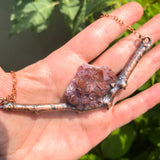 Copper Electroformed Branch Necklace with Auralite 23 Cluster