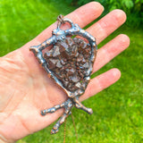 Large Auralite 23 Cluster Copper Electroformed Twig Pendant