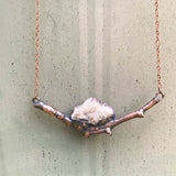 Copper Electroformed Branch Necklace with Auralite 23 Cluster