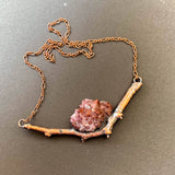 Copper Electroformed Branch Necklace with Auralite 23 Cluster