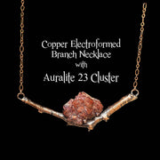 Copper Electroformed Branch Necklace with Auralite 23 Cluster