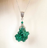 Rare Natural Raw Velvet Malachite Pendant